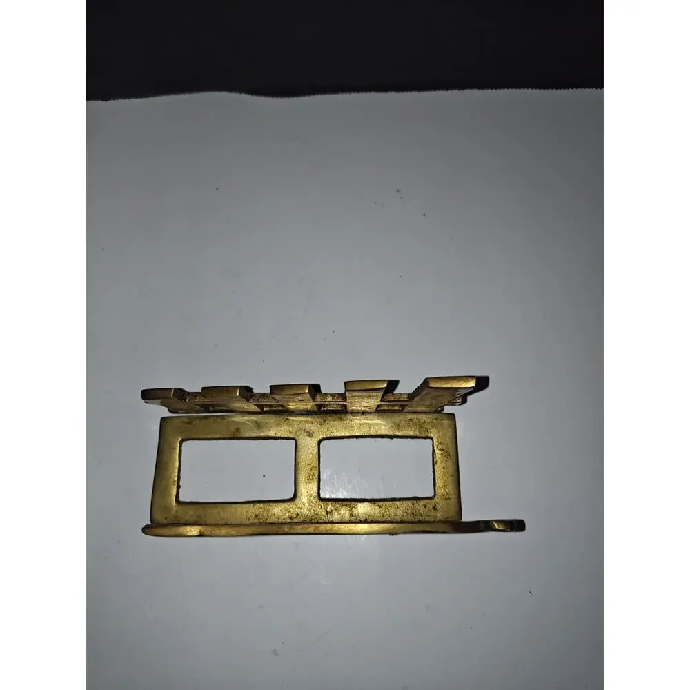 Vintage Brass Farm Pig Family & Fence Napkin Letter Holder Homestead Old Kitchen